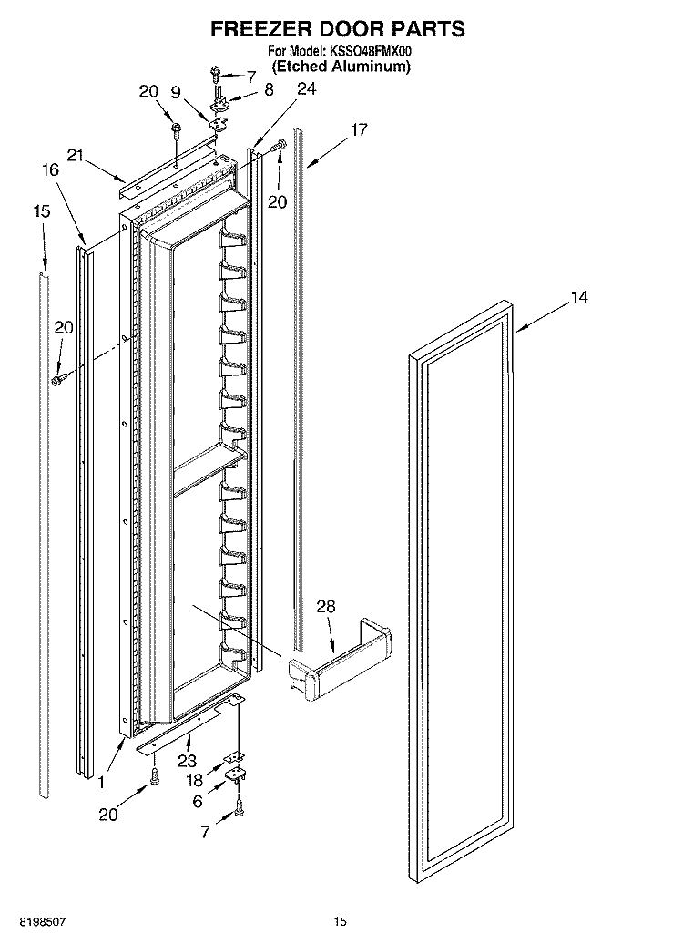 FREEZER DOOR PARTS Diagram and Parts List for KSSO48FMX00  KitchenAid Refrigerator