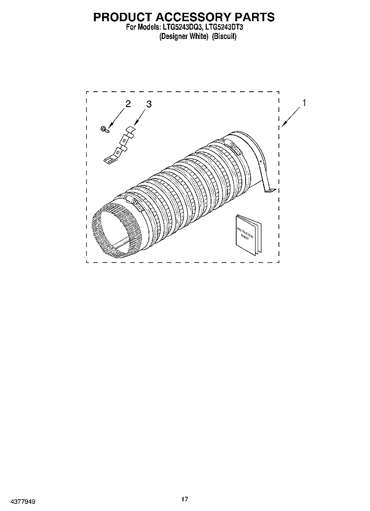 PRODUCT ACCESSORY Diagram and Parts List for LTG5243DT3  Whirlpool Washer Dryer Combo