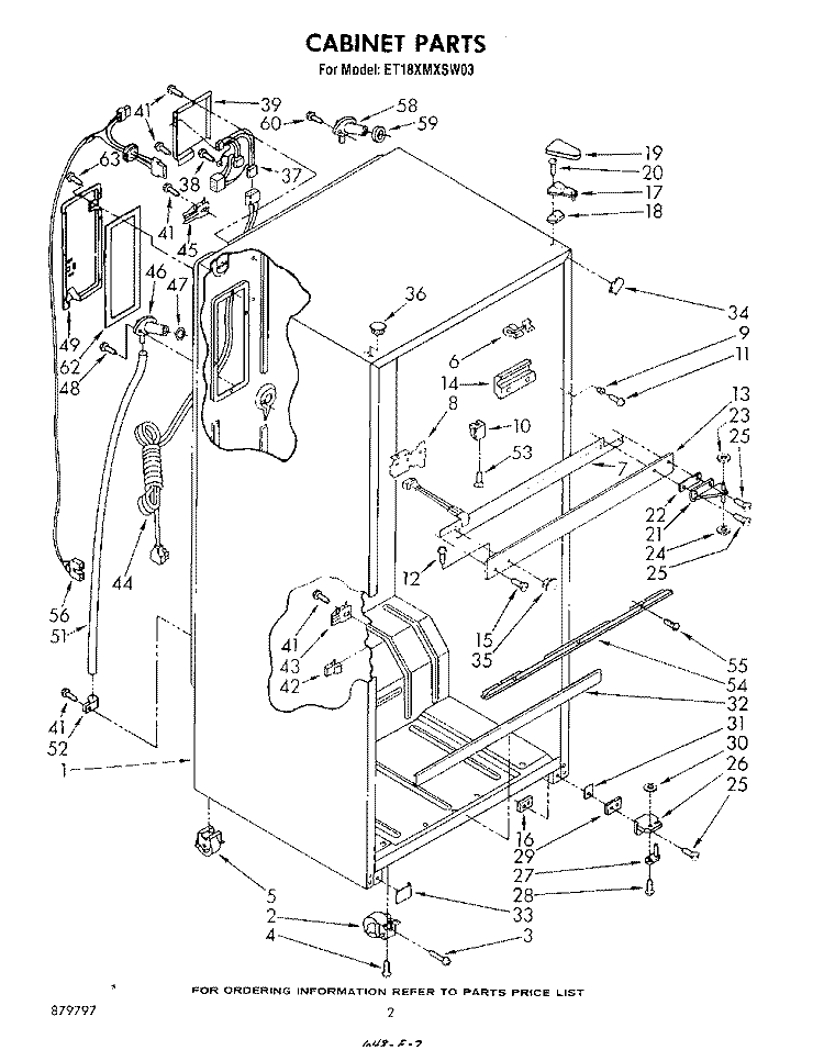 CABINET Diagram and Parts List for ET18XMXSW03  Whirlpool Refrigerator