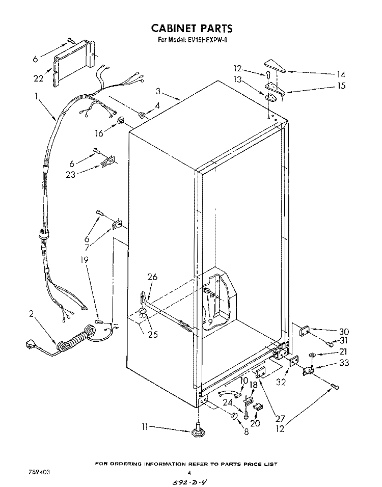 CABINET Diagram and Parts List for EV15HEXPW0  Whirlpool Freezer
