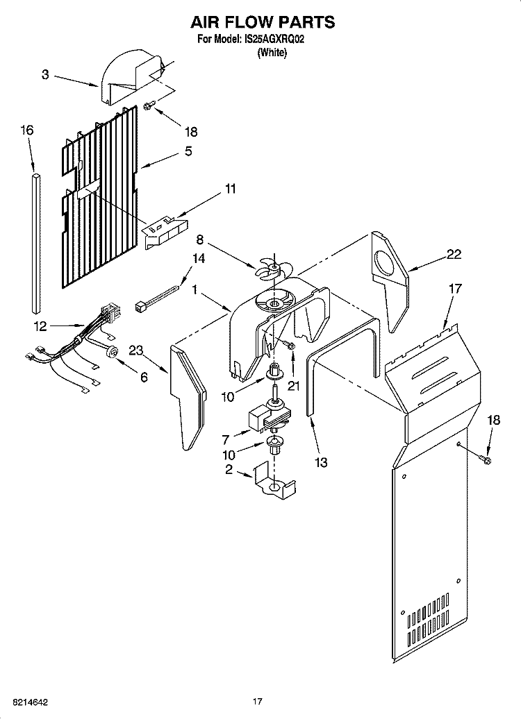 AIR FLOW PARTS Diagram and Parts List for IS25AGXRQ02  Inglis Refrigerator