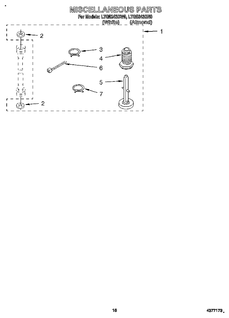MISCELLANEOUS, LIT/OPTIONAL Diagram and Parts List for LTG5243BW0  Whirlpool Washer Dryer Combo