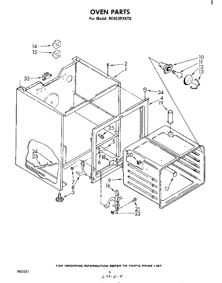 OVEN Diagram and Parts List for RE963PXKT0  Whirlpool Range