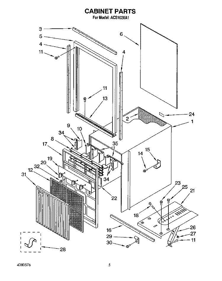 SECTION Diagram and Parts List for ACS102XA1  Whirlpool Air Conditioner