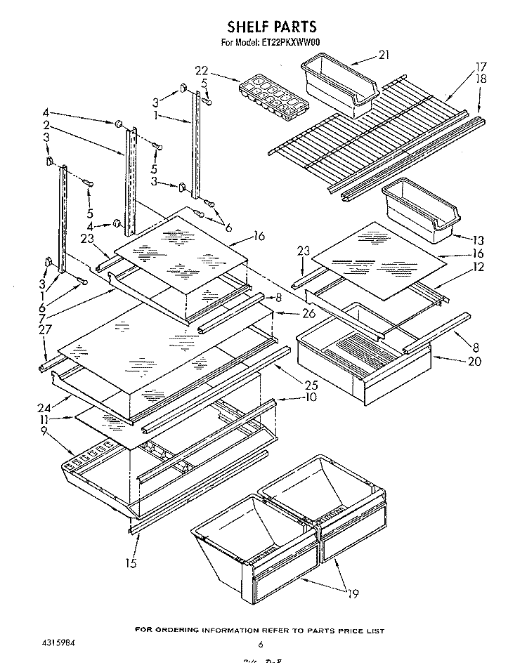 SHELF , LIT/OPTIONAL Diagram and Parts List for ET22PKXWW00  Whirlpool Refrigerator