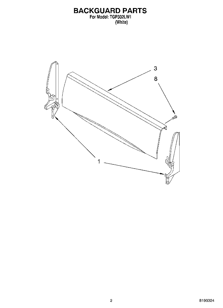 BACKGUARD PARTS Diagram and Parts List for TGP302LW1  Estate Range