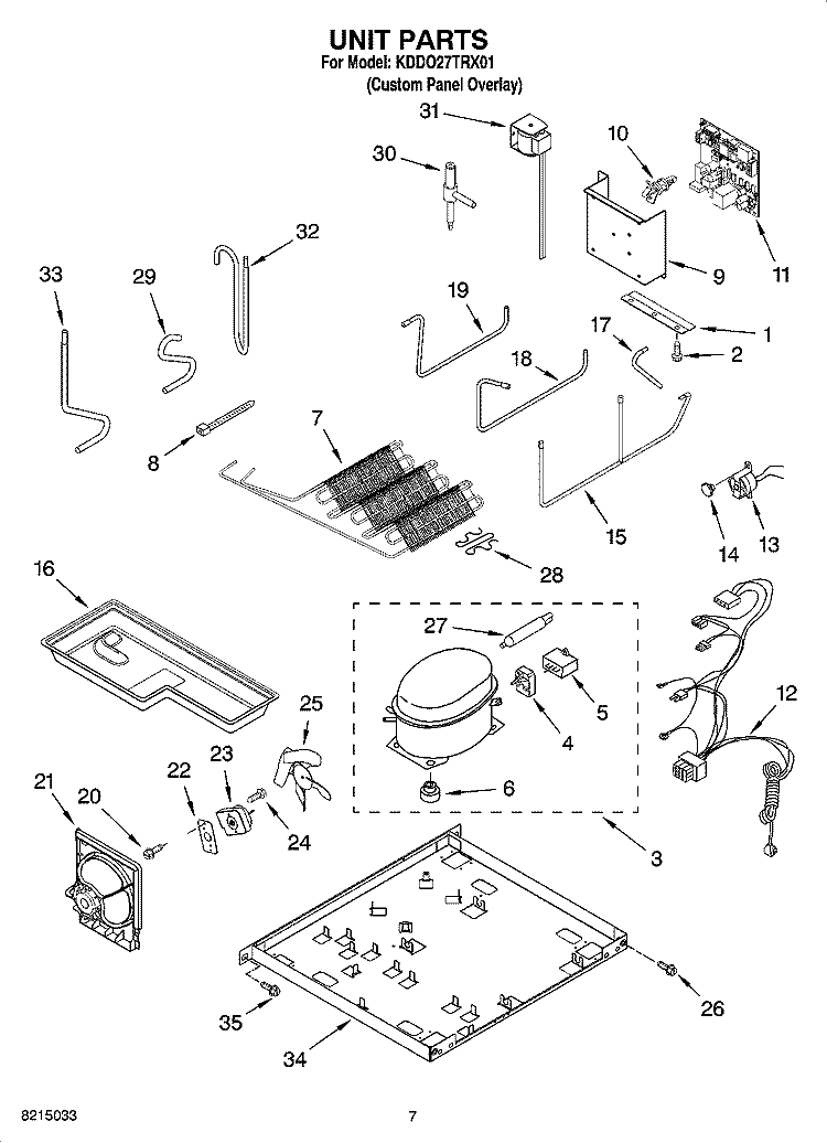 UNIT PARTS Diagram and Parts List for KDDO27TRX01  KitchenAid Refrigerator