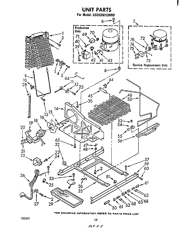 UNIT Diagram and Parts List for ED25SM1LWR0  Whirlpool Refrigerator