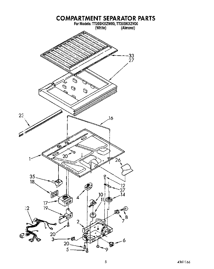 COMPARTMENT SEPARATOR Diagram and Parts List for TT20BKXZN00  Whirlpool Refrigerator