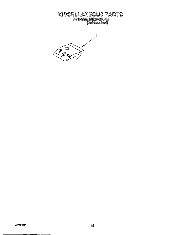 MISCELLANEOUS, LIT/OPTIONAL Diagram and Parts List for KUDS24SEBS3  KitchenAid Dishwasher