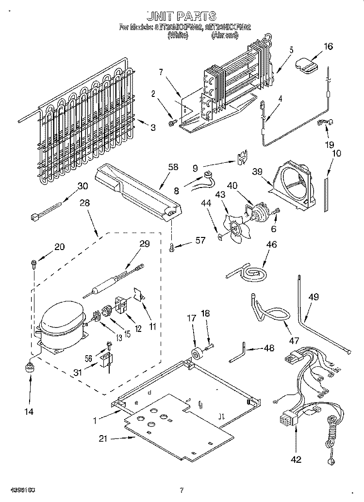 UNIT Diagram and Parts List for 8ET20NKXFW02  Whirlpool Refrigerator