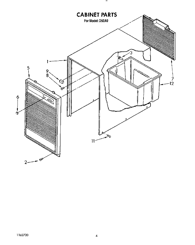 SECTION Diagram and Parts List for D50A0  Whirlpool Dehumidifier