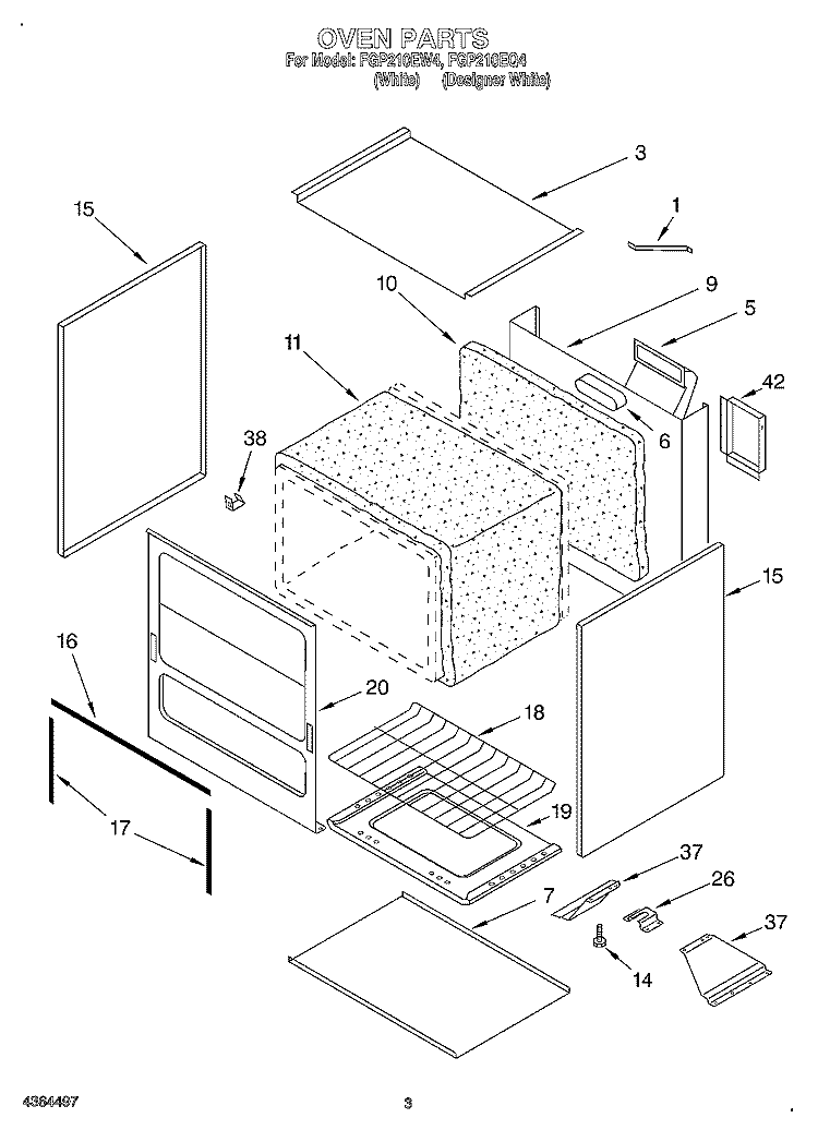 OVEN Diagram and Parts List for FGP210EQ4  Roper Range