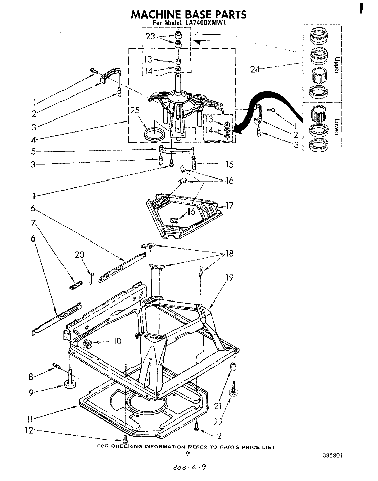 MACHINE BASE Diagram and Parts List for LA7400XMW1  Whirlpool Washer
