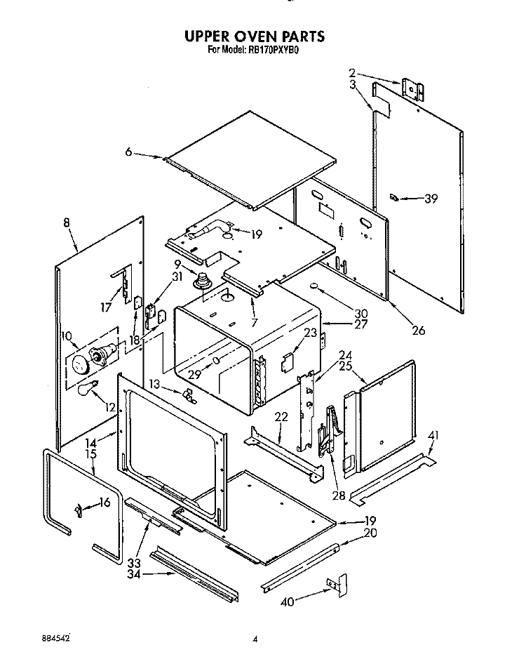UPPER OVEN Diagram and Parts List for RB170PXYQ0  Whirlpool Wall Oven