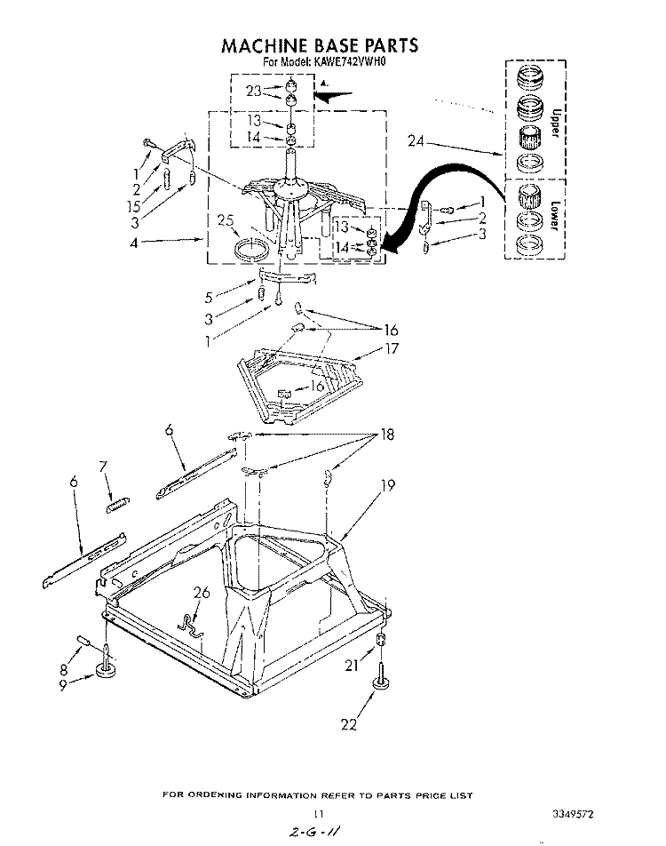MACHINE BASE Diagram and Parts List for KAWE742VWH0  KitchenAid Washer