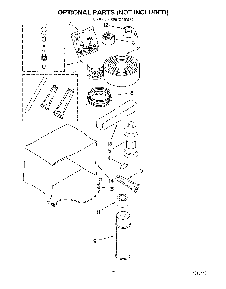 OPTIONAL Diagram and Parts List for BPAC1200AS2  Whirlpool Air Conditioner