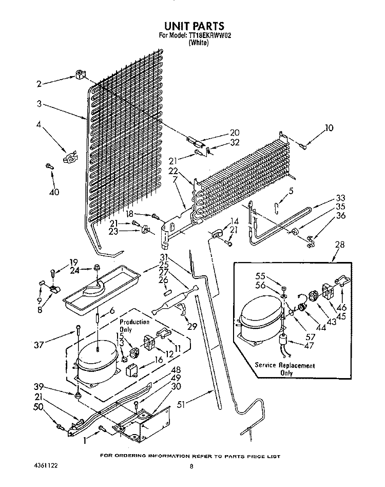 UNIT Diagram and Parts List for TT18EKRWW02  Estate Refrigerator