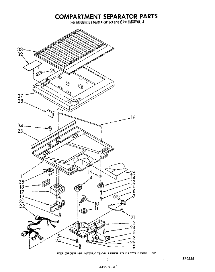 COMPARTMENT SEPARATOR Diagram and Parts List for ET16JMXRWR3  Whirlpool Refrigerator