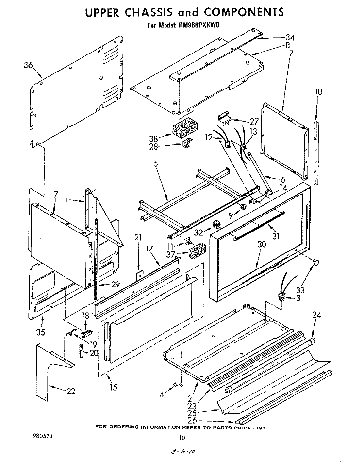 UPPER CHASSIS AND COMPONENTS Diagram and Parts List for RM988PXKW0  Whirlpool Microwave Oven Combo