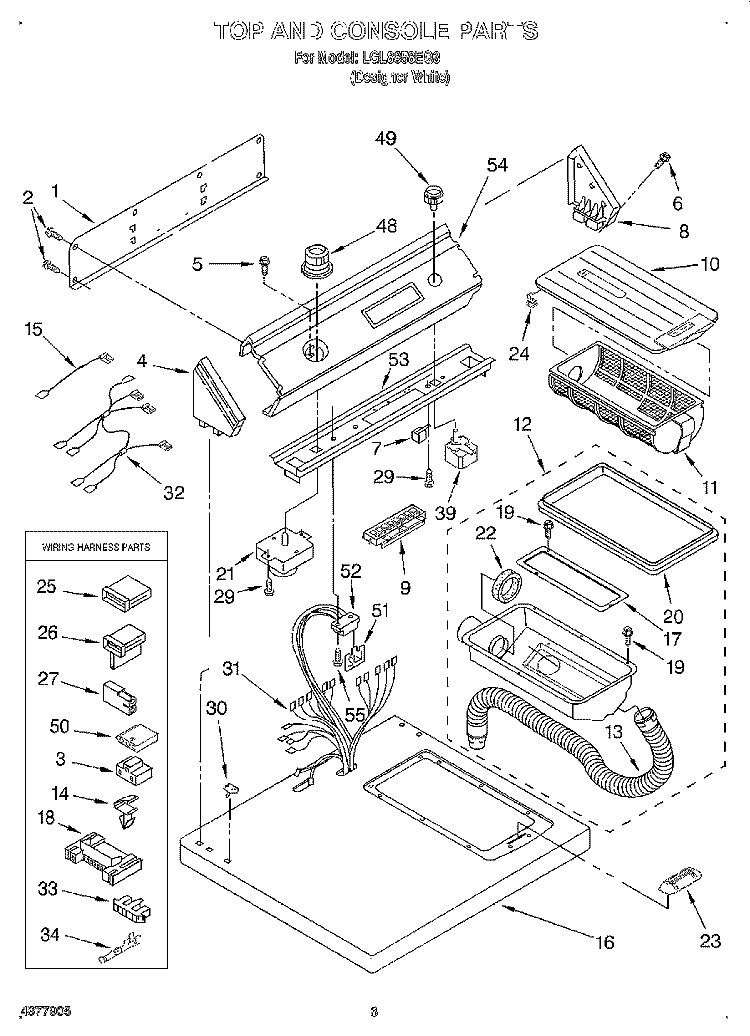 TOP AND CONSOLE, OPTIONAL Diagram and Parts List for LGL8858EQ3  Whirlpool Dryer