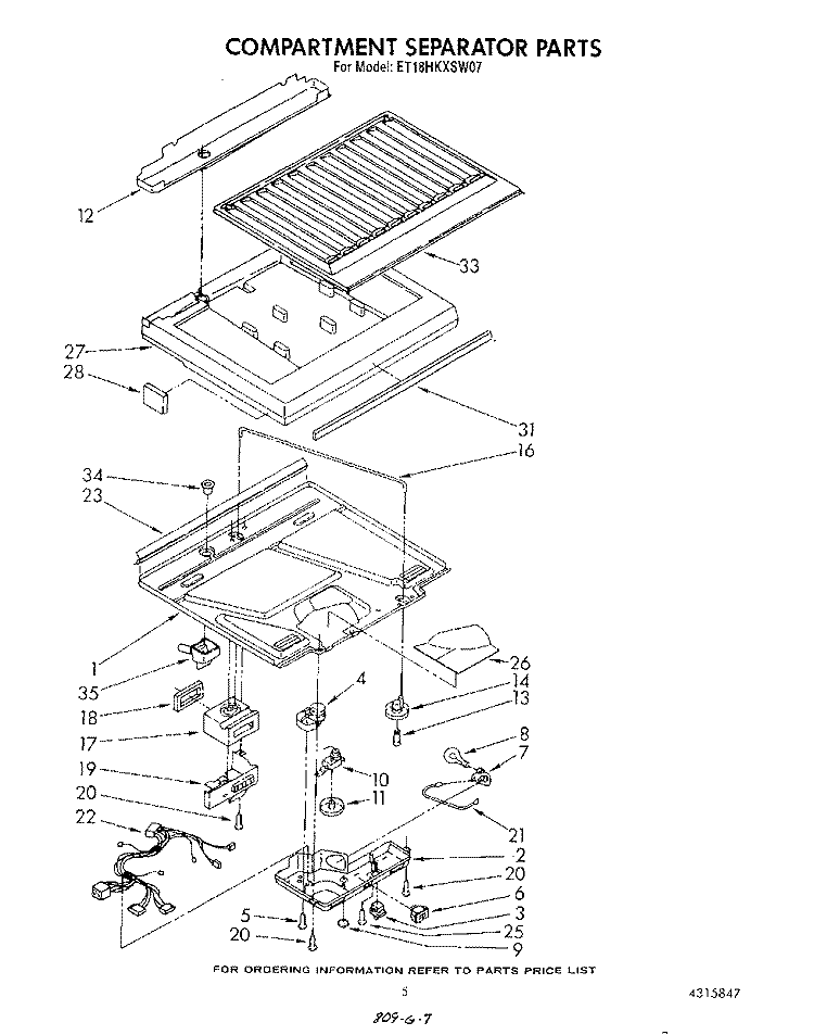 COMPARTMENT SEPARATOR Diagram and Parts List for ET18HKXSW07  Whirlpool Refrigerator