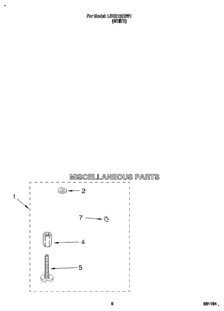 MISCELLANEOUS Diagram and Parts List for LBR2132BW1  Whirlpool Washer