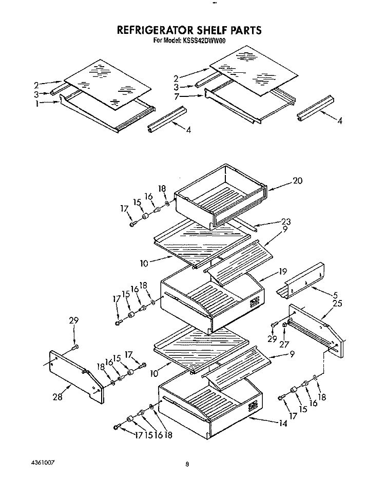 REFRIGERATOR SHELF Diagram and Parts List for KSSS42DWW00  KitchenAid Refrigerator