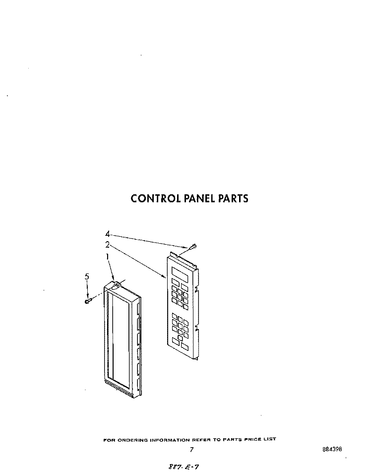 CONTROL PANEL Diagram and Parts List for MW8800XS4  Whirlpool Microwave