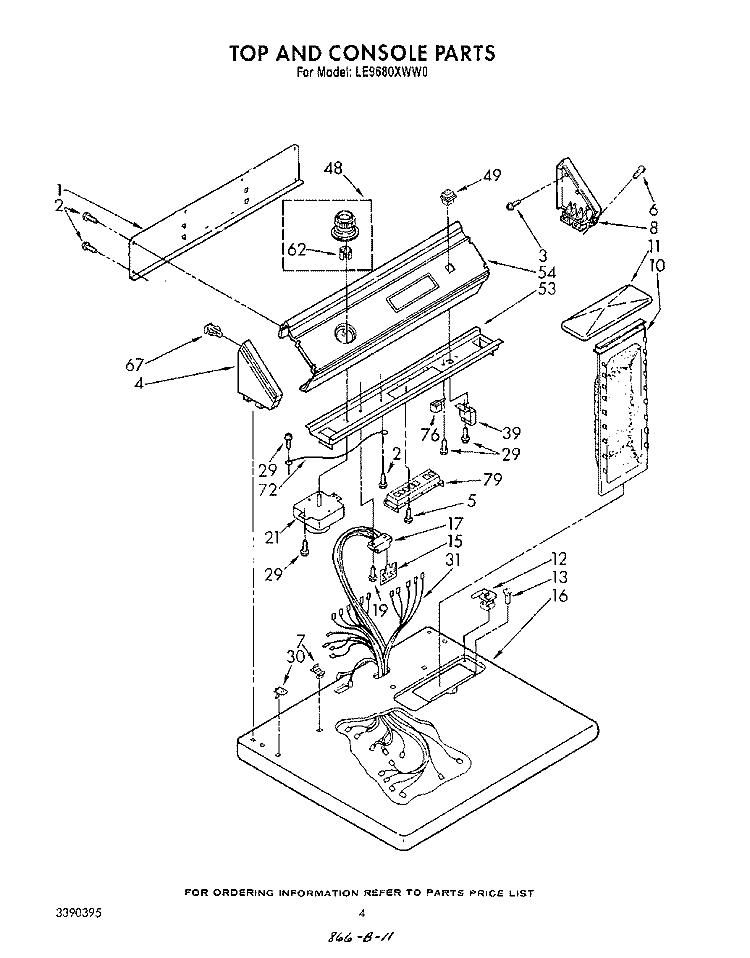 SECTION Diagram and Parts List for LE9680XWN0  Whirlpool Dryer