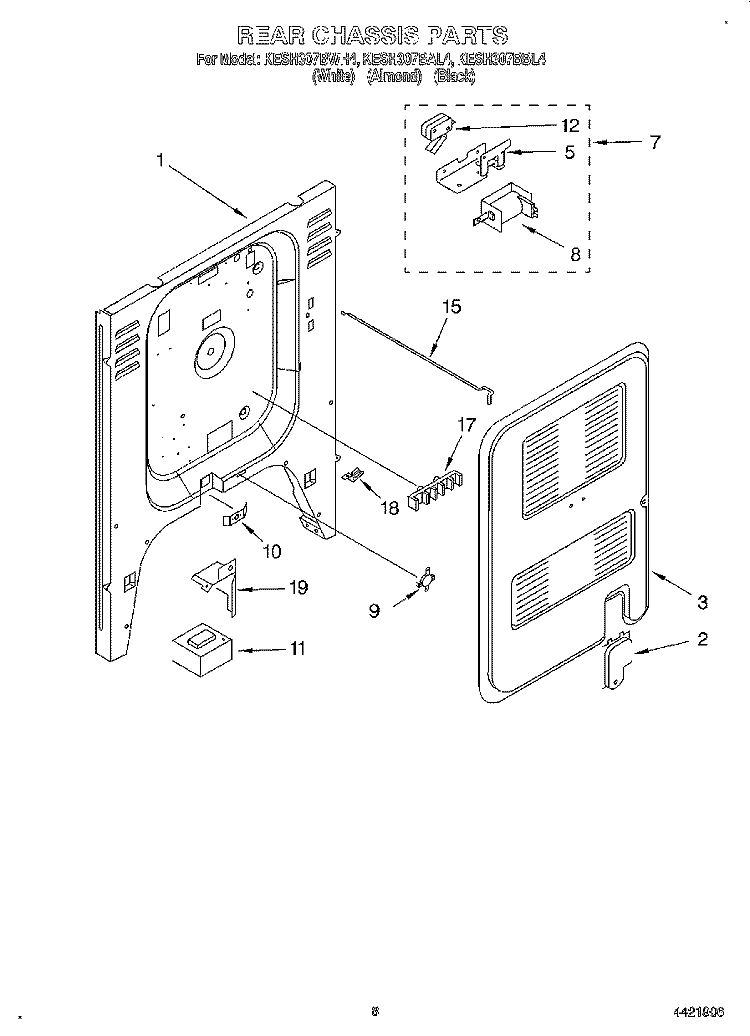 REAR CHASSIS, LIT/OPTIONAL Diagram and Parts List for KESH307BBL4  KitchenAid Range