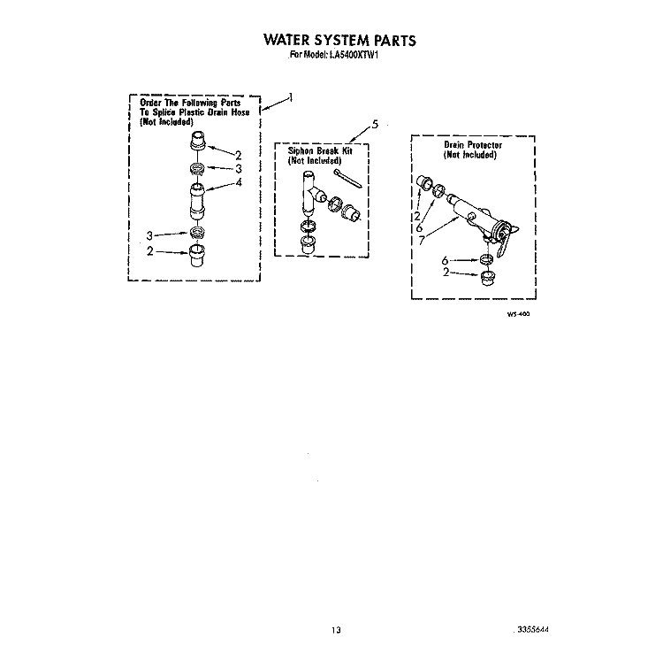 WATER SYSTEM Diagram and Parts List for LA5400XTG1  Whirlpool Washer