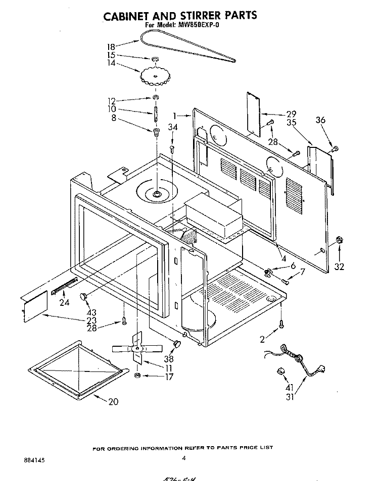 CABINET AND STIRRER Diagram and Parts List for MW850EXP0  Whirlpool Microwave