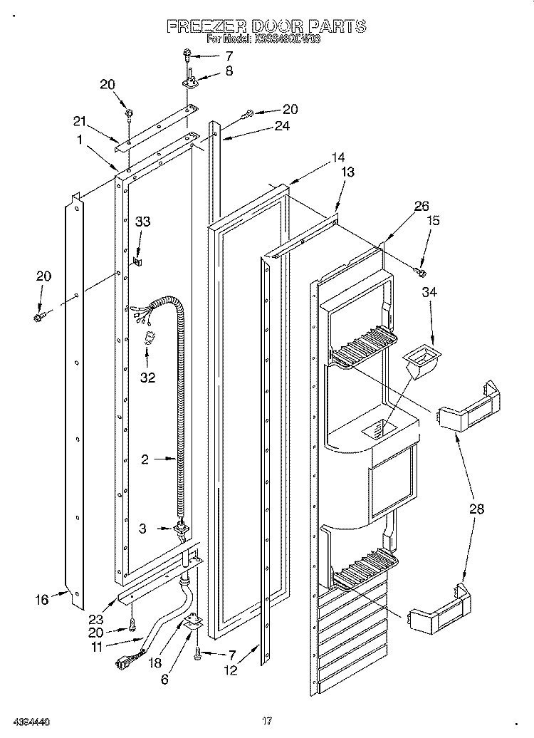 FREEZER DOOR Diagram and Parts List for KSSS48QDW03  KitchenAid Refrigerator