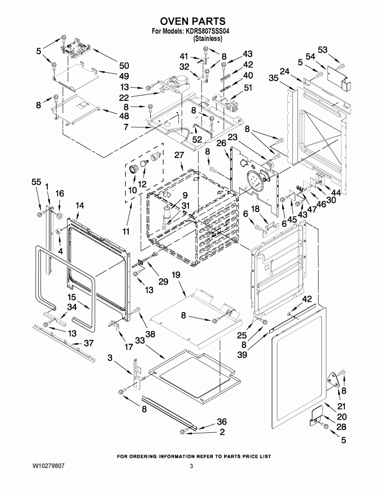 OVEN PARTS Diagram and Parts List for KDRS807SSS04  KitchenAid Range