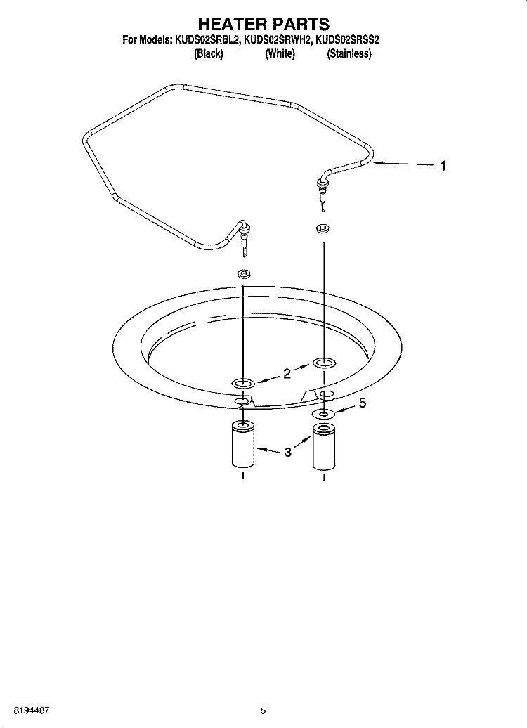 HEATER PARTS Diagram and Parts List for KUDS02SRBL2  KitchenAid Dishwasher