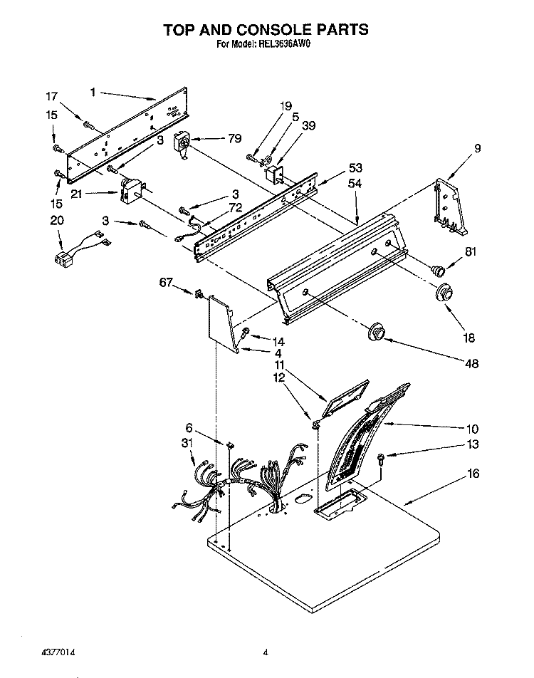 SECTION Diagram and Parts List for REL3636AW0  Roper Dryer