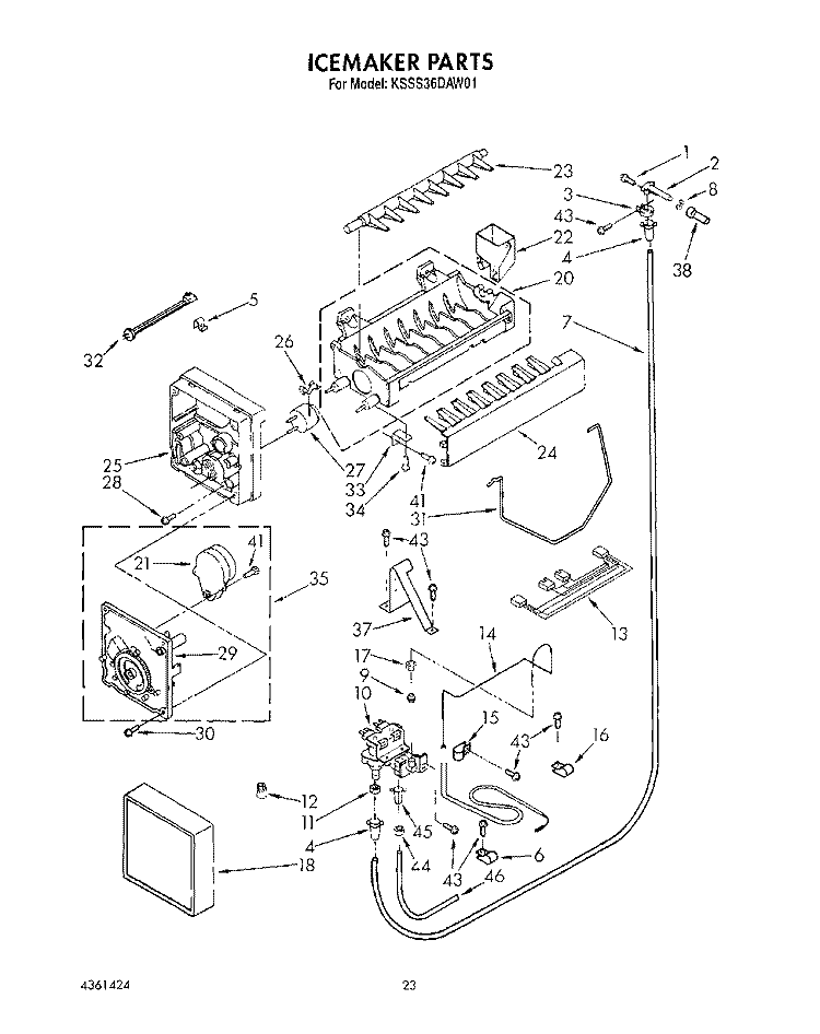 ICEMAKER, LIT/OPTIONAL Diagram and Parts List for KSSS36DAW01  KitchenAid Refrigerator