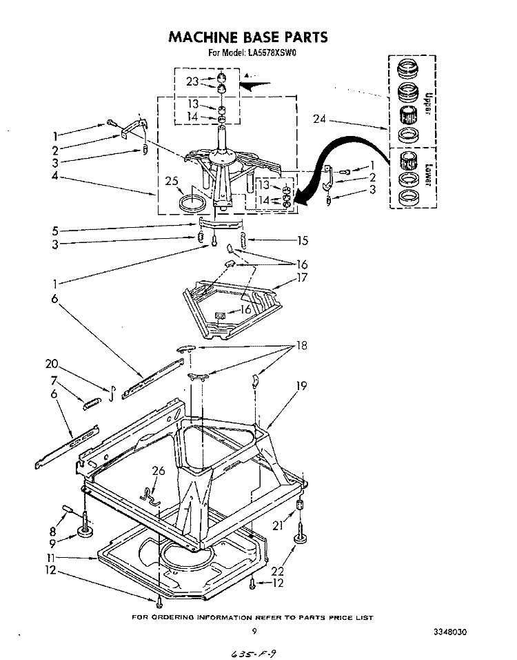 MACHINE BASE Diagram and Parts List for LA5578XSW0  Whirlpool Washer