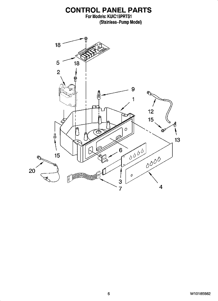 CONTROL PANEL PARTS Diagram and Parts List for KUIC15PRTS1  KitchenAid Ice Maker