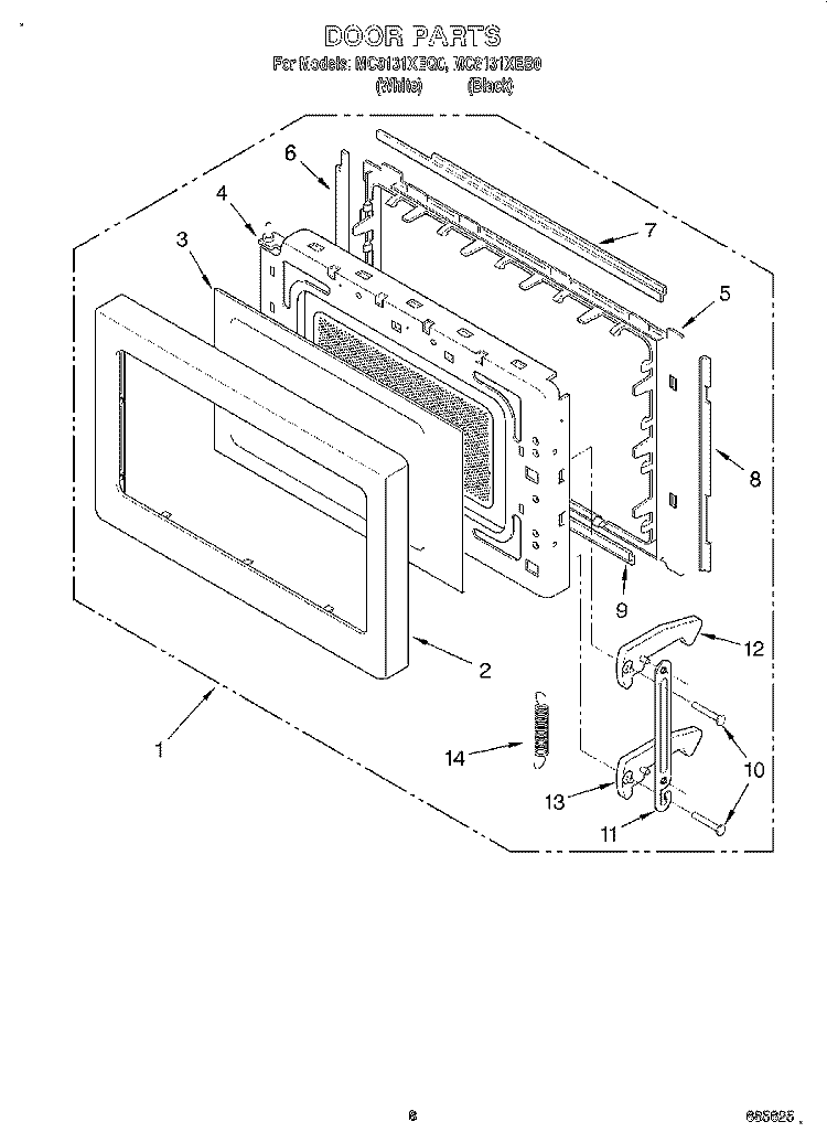 DOOR, LIT/OPTIONAL Diagram and Parts List for MC8131XEB0  Whirlpool Wall Oven