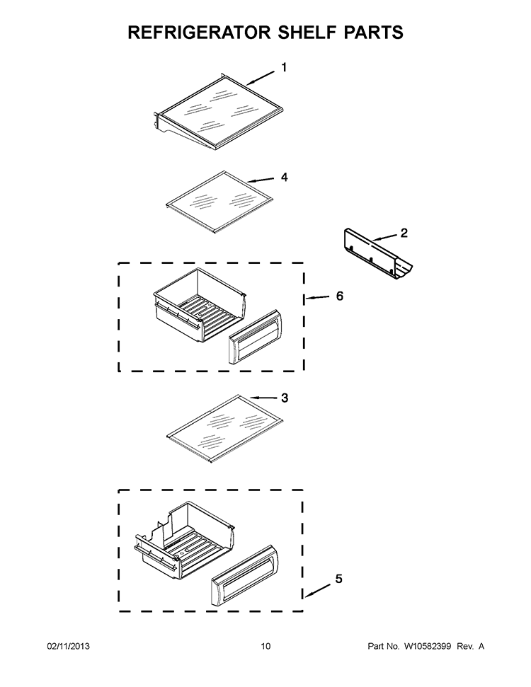 REFRIGERATOR SHELF PARTS Diagram and Parts List for KSSO42FTX17  KitchenAid Refrigerator