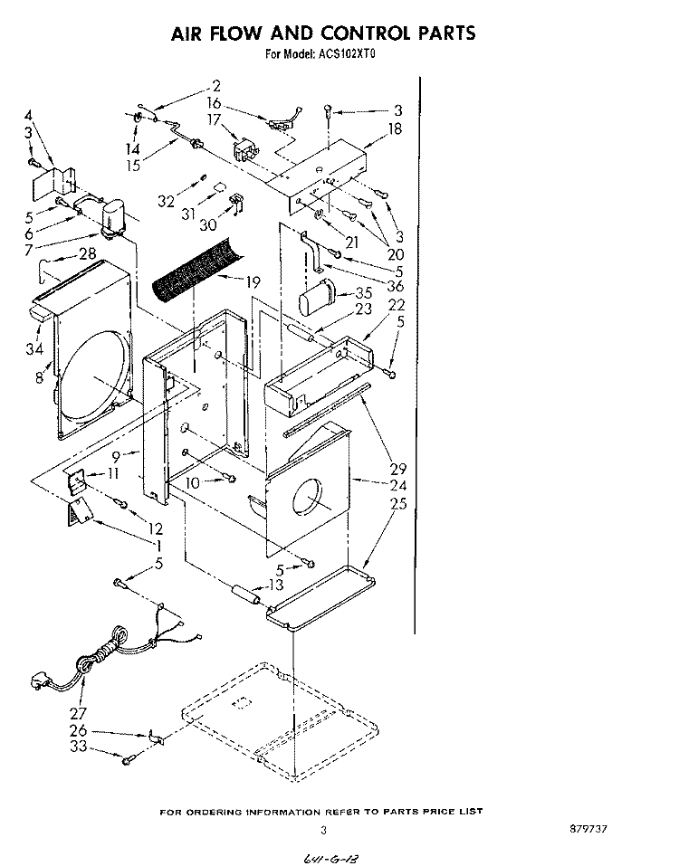 SECTION Diagram and Parts List for ACS102XT0  Whirlpool Air Conditioner