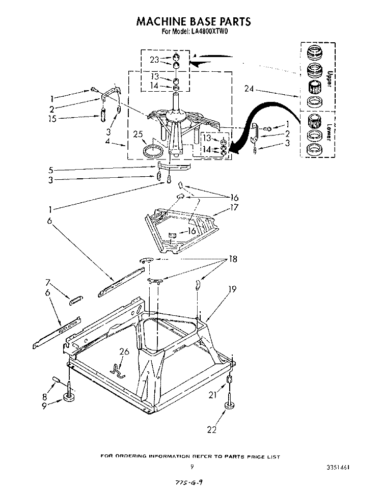 MACHINE BASE Diagram and Parts List for LA4800XTF0  Whirlpool Washer