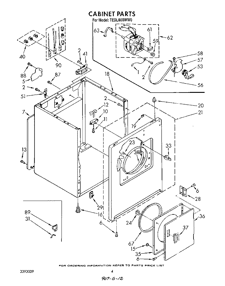 SECTION Diagram and Parts List for TEDL600WW0  Whirlpool Dryer