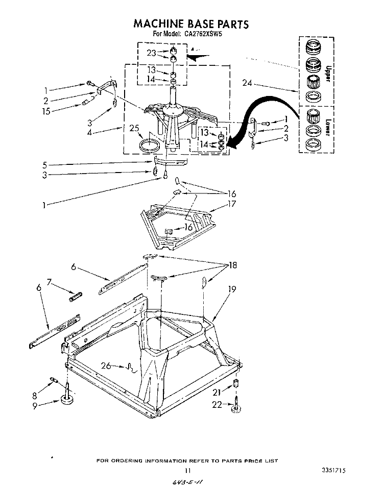 MACHINE BASE Diagram and Parts List for CA2762XSW5  Whirlpool Washer