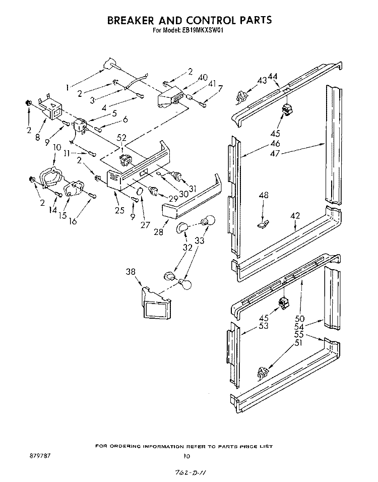 BREAKER AND CONTROL Diagram and Parts List for EB19MKXSF01  Whirlpool Refrigerator