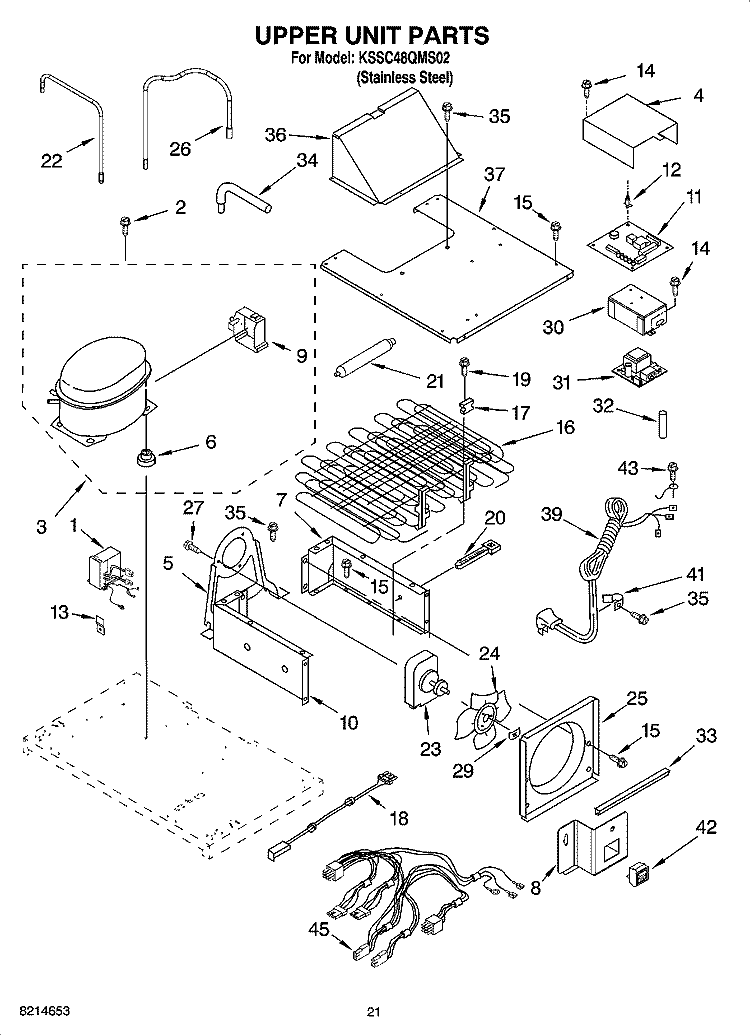 UPPER UNIT PARTS Diagram and Parts List for KSSC48QMS02  KitchenAid Refrigerator