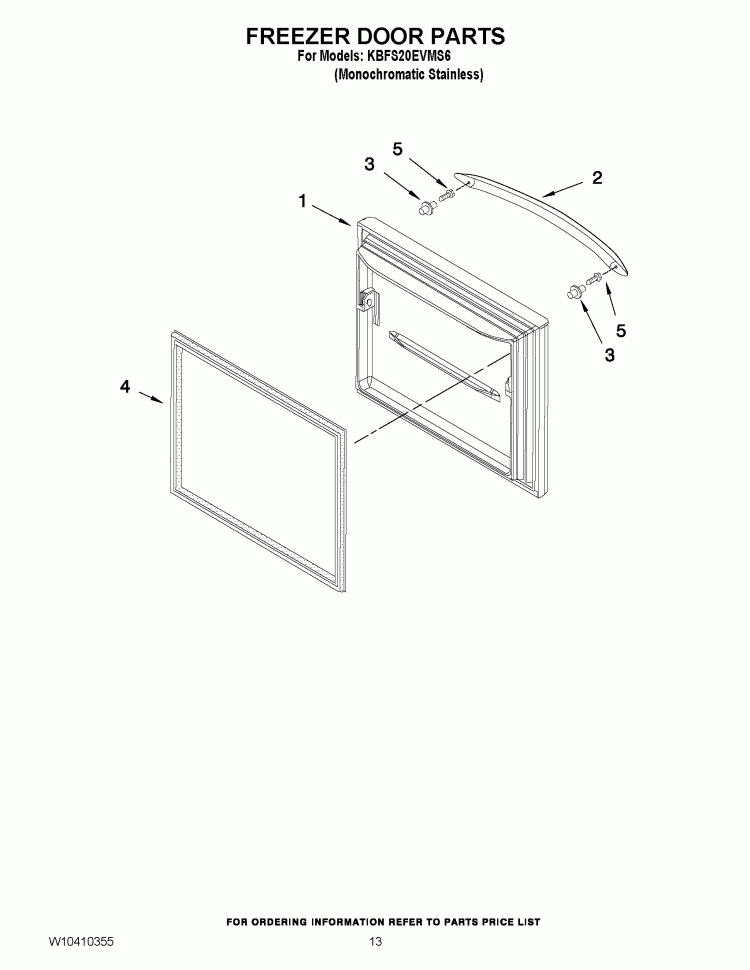 FREEZER DOOR PARTS Diagram and Parts List for KBFS20EVMS6  KitchenAid Refrigerator
