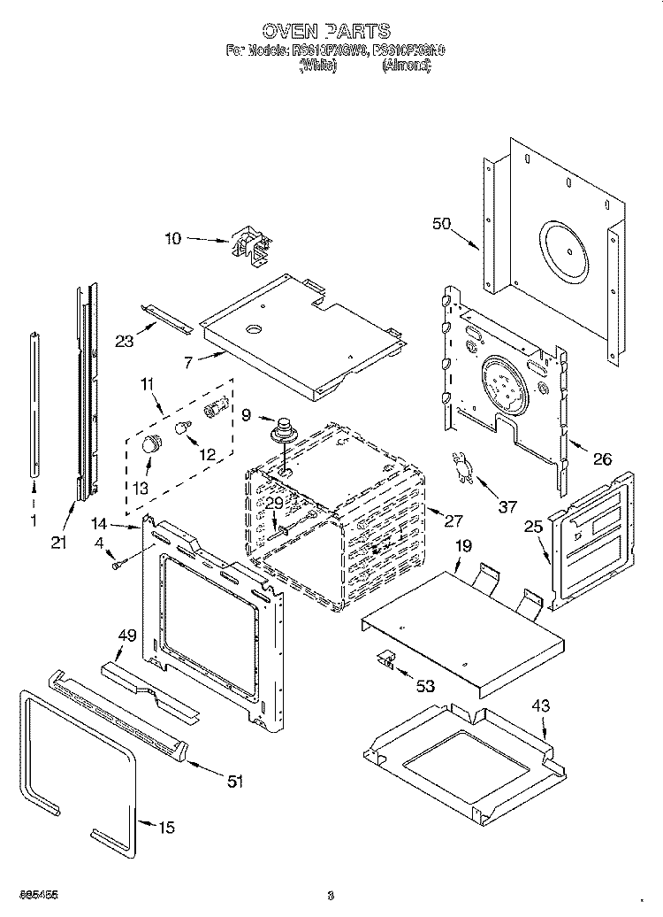 OVEN Diagram and Parts List for RS610PXGW0  Whirlpool Range